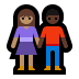 👩🏽‍🤝‍👨🏿 woman and man holding hands: medium skin tone, dark skin tone display on Windows